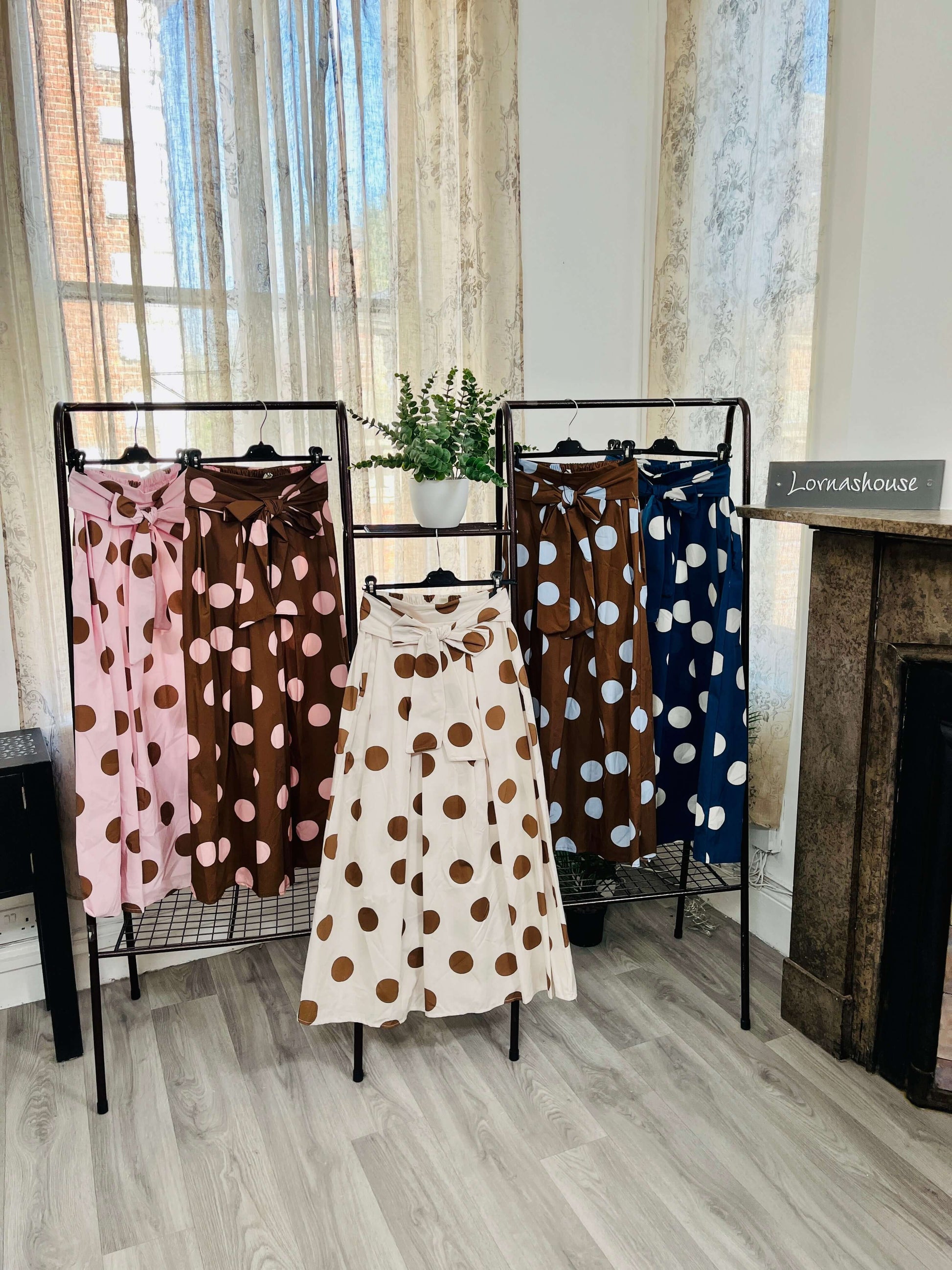 Cotton Polka Dot A-Line Midaxi Skirt