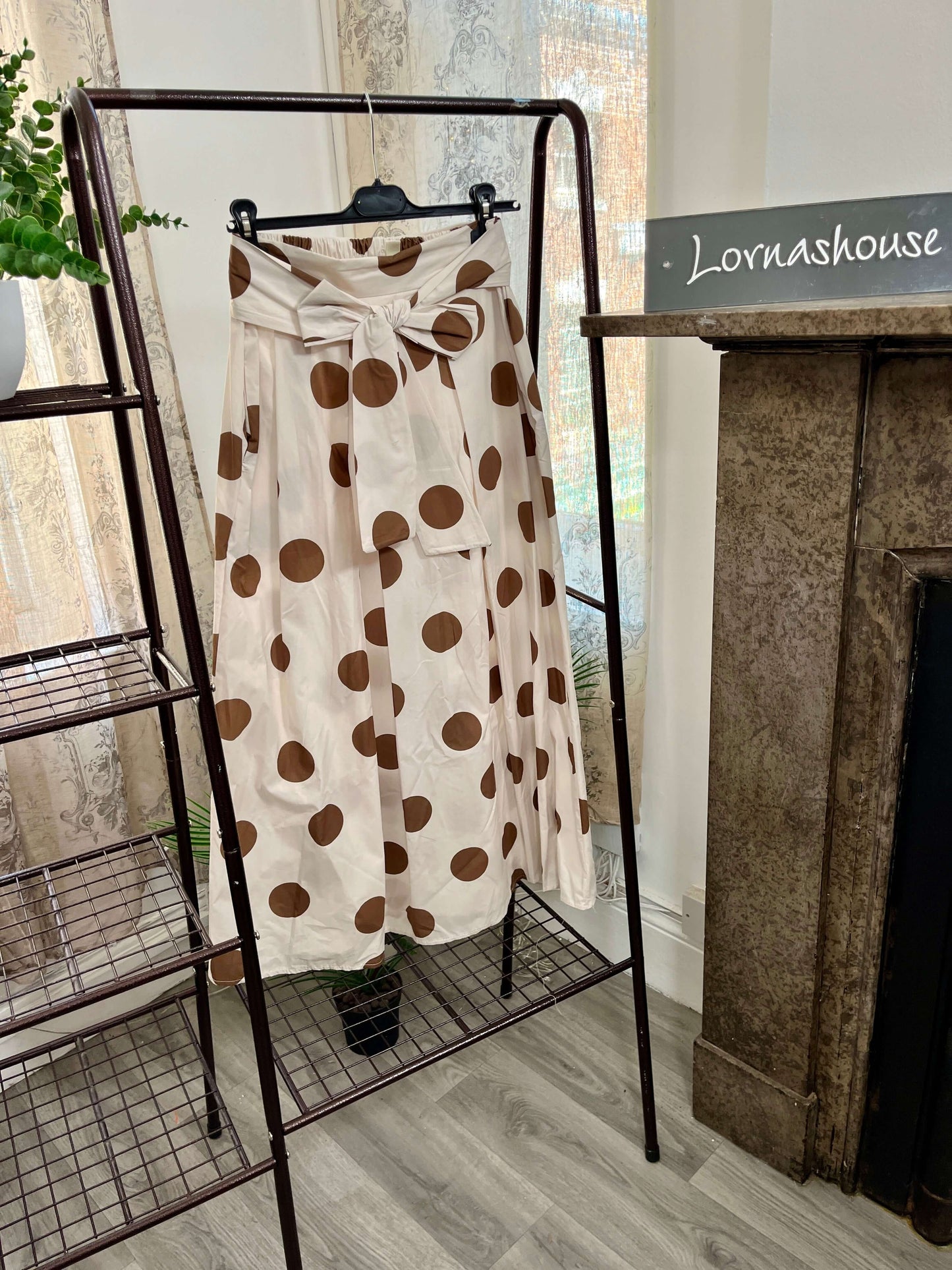 Cotton Polka Dot A-Line Midaxi Skirt