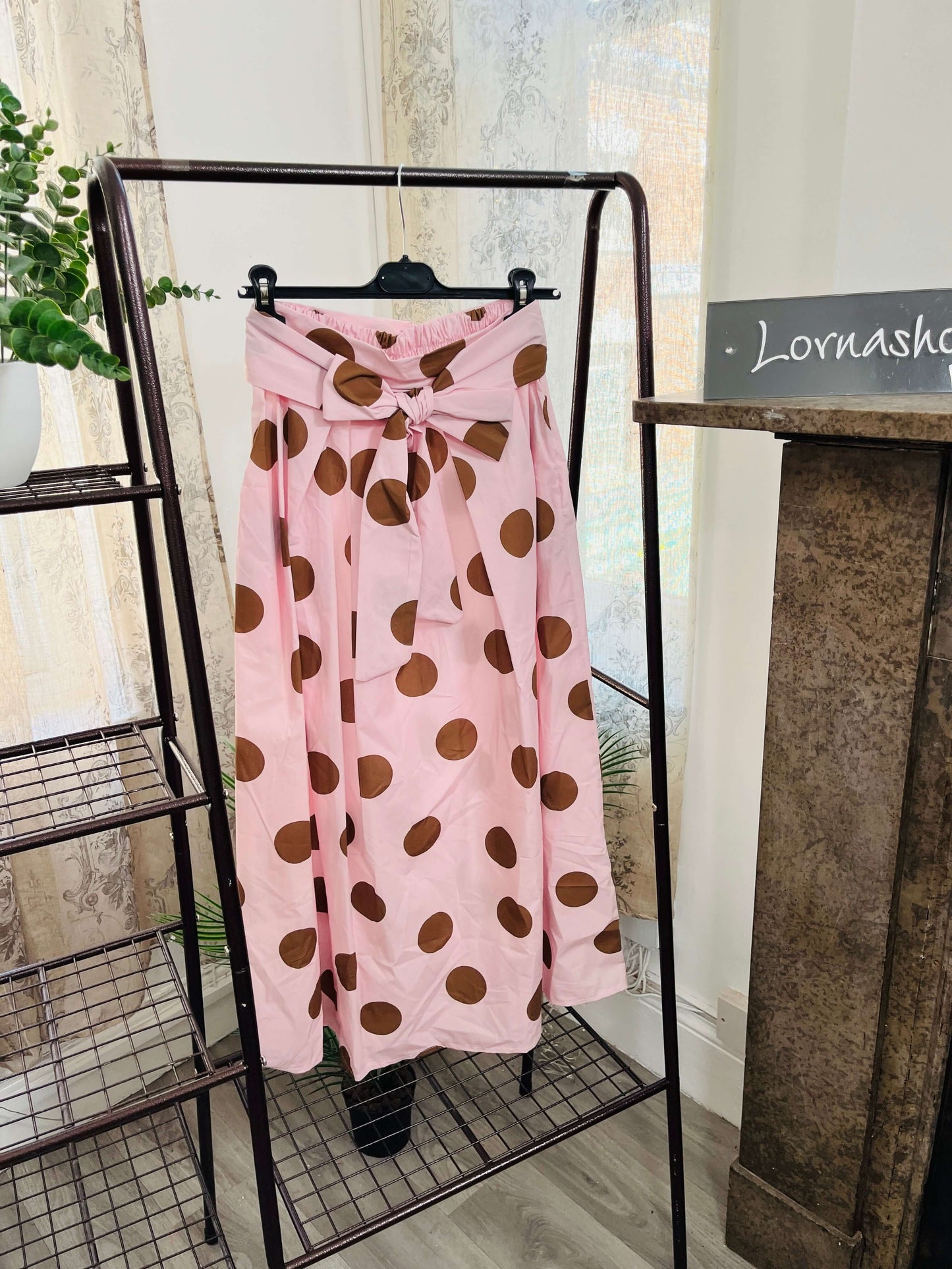 Cotton Polka Dot A-Line Midaxi Skirt