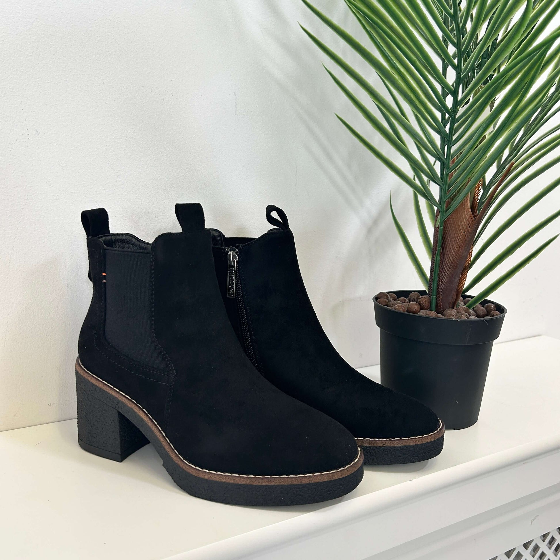 Refresh Black Faux Suede Ladies Ankle Boots