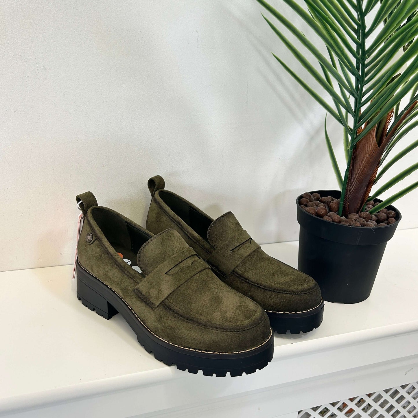 Refresh Khaki Faux Suede Chunky Loafer