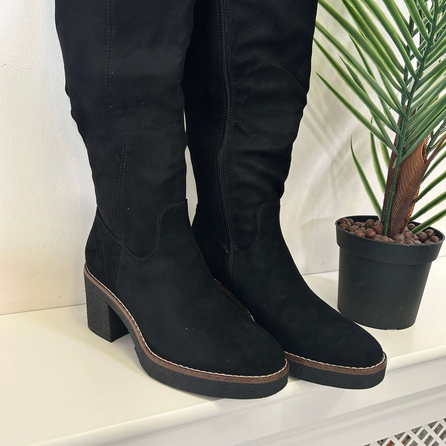 Refresh Black Faux Suede Tall Ladies Boots