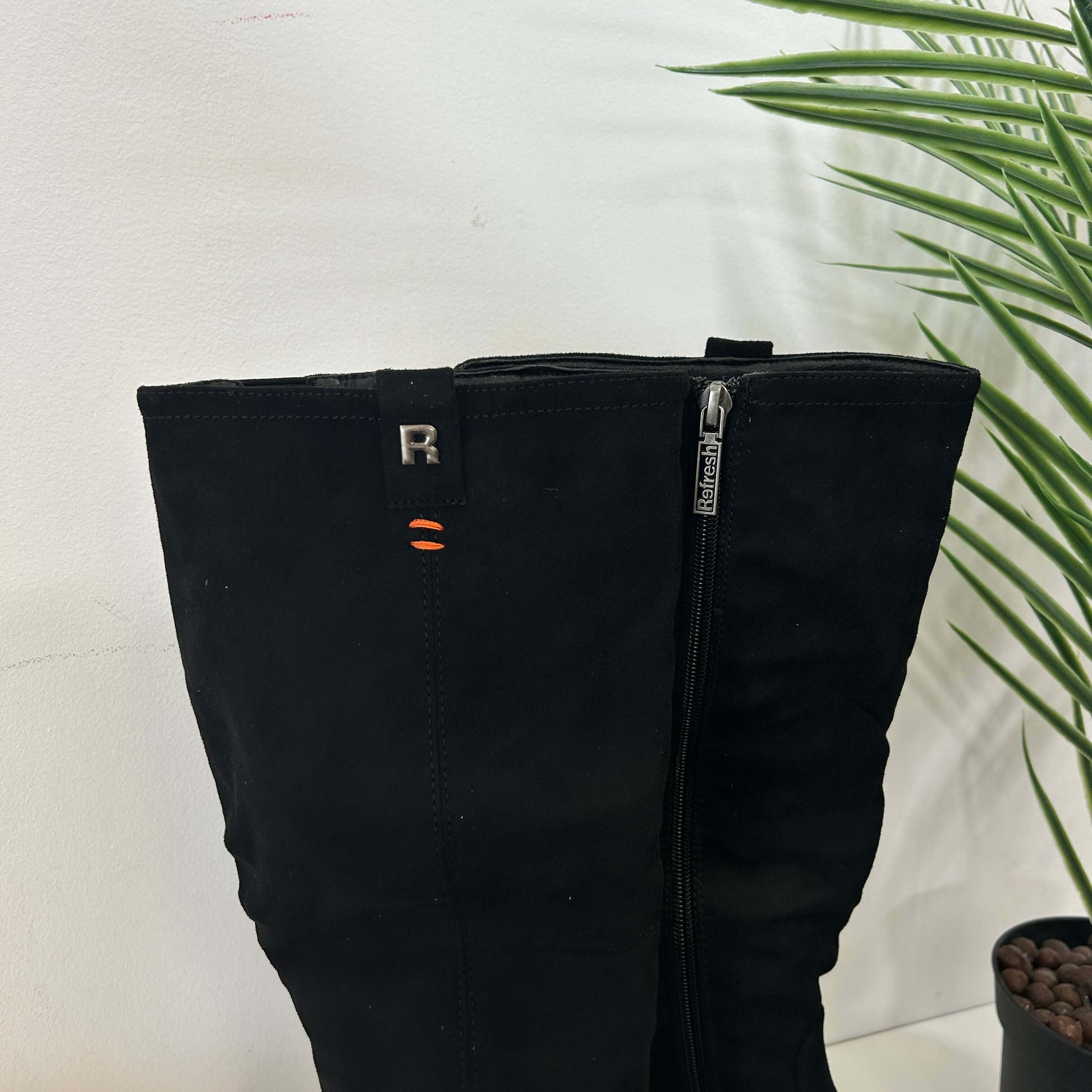 Refresh Black Faux Suede Tall Ladies Boots