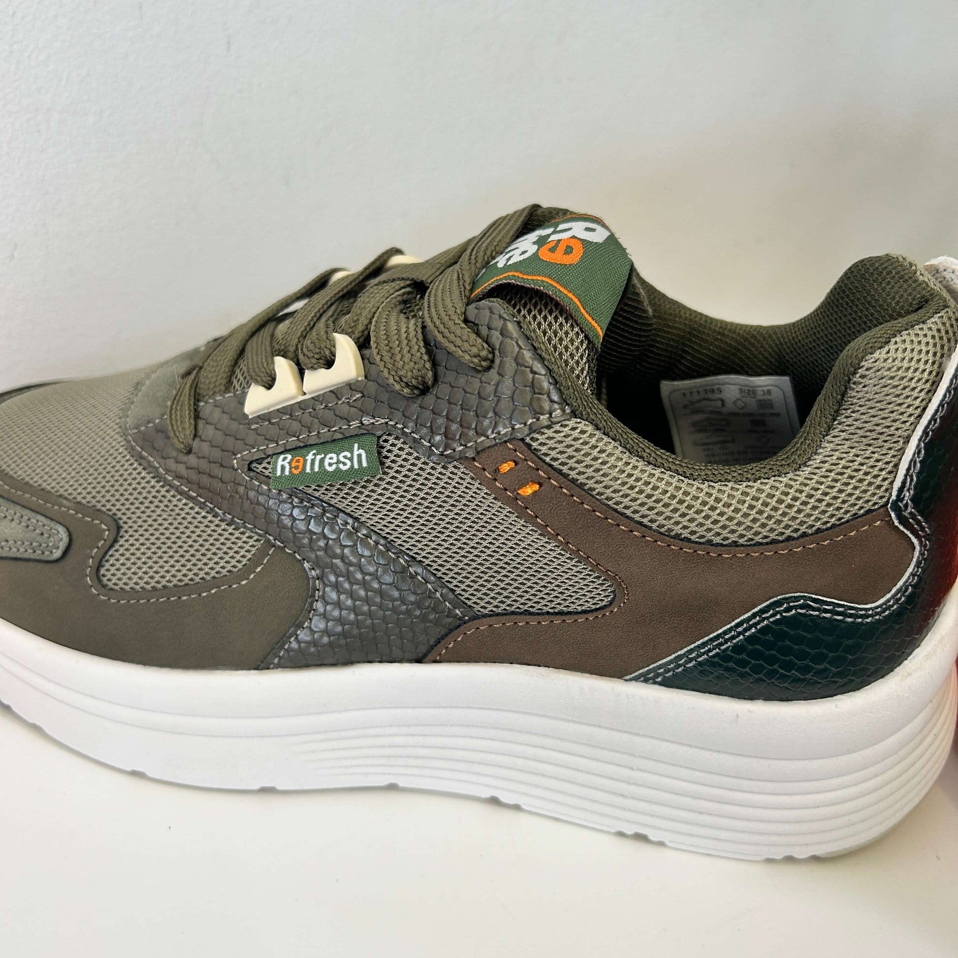 Refresh Army Green Mixed Textile Trainers