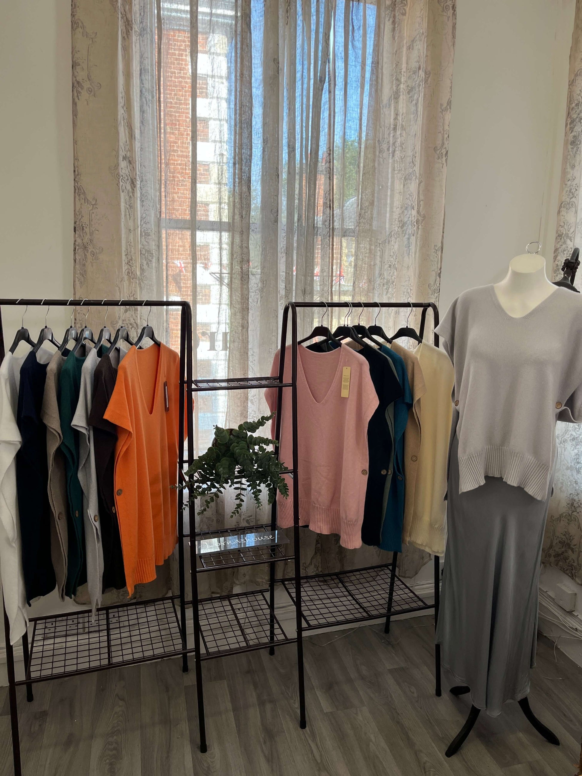 Vanessa V Neck Tabard Knit with Button Detail