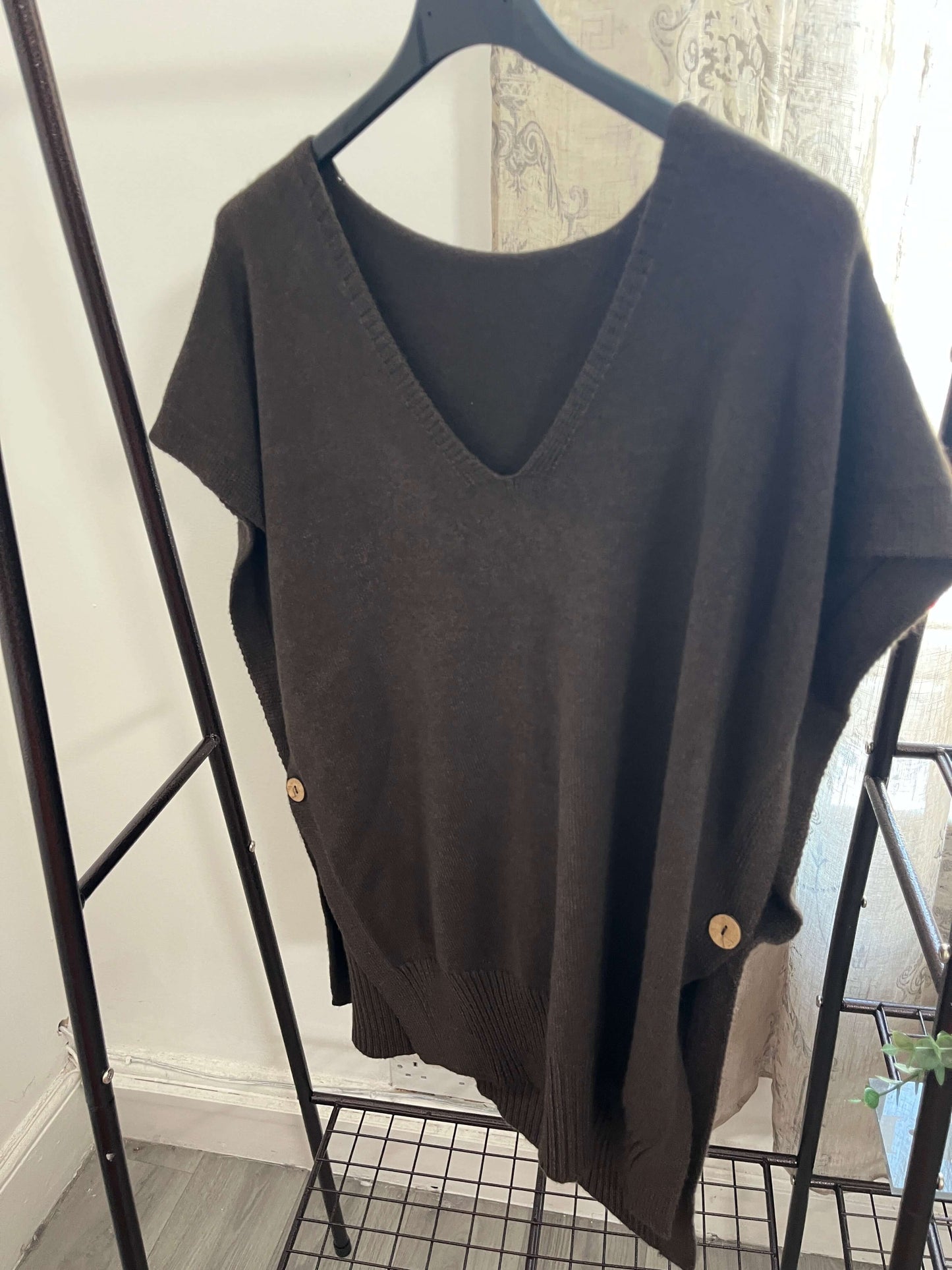 Vanessa V Neck Tabard Knit with Button Detail