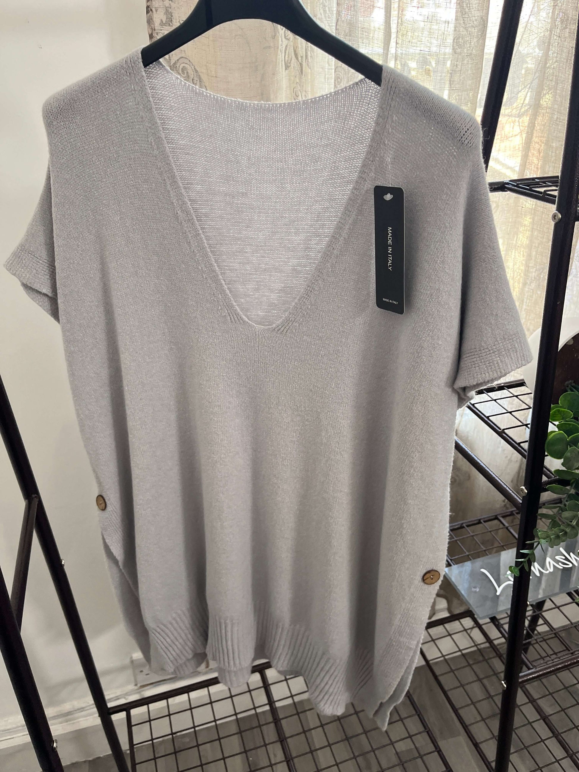 Vanessa V Neck Tabard Knit with Button Detail