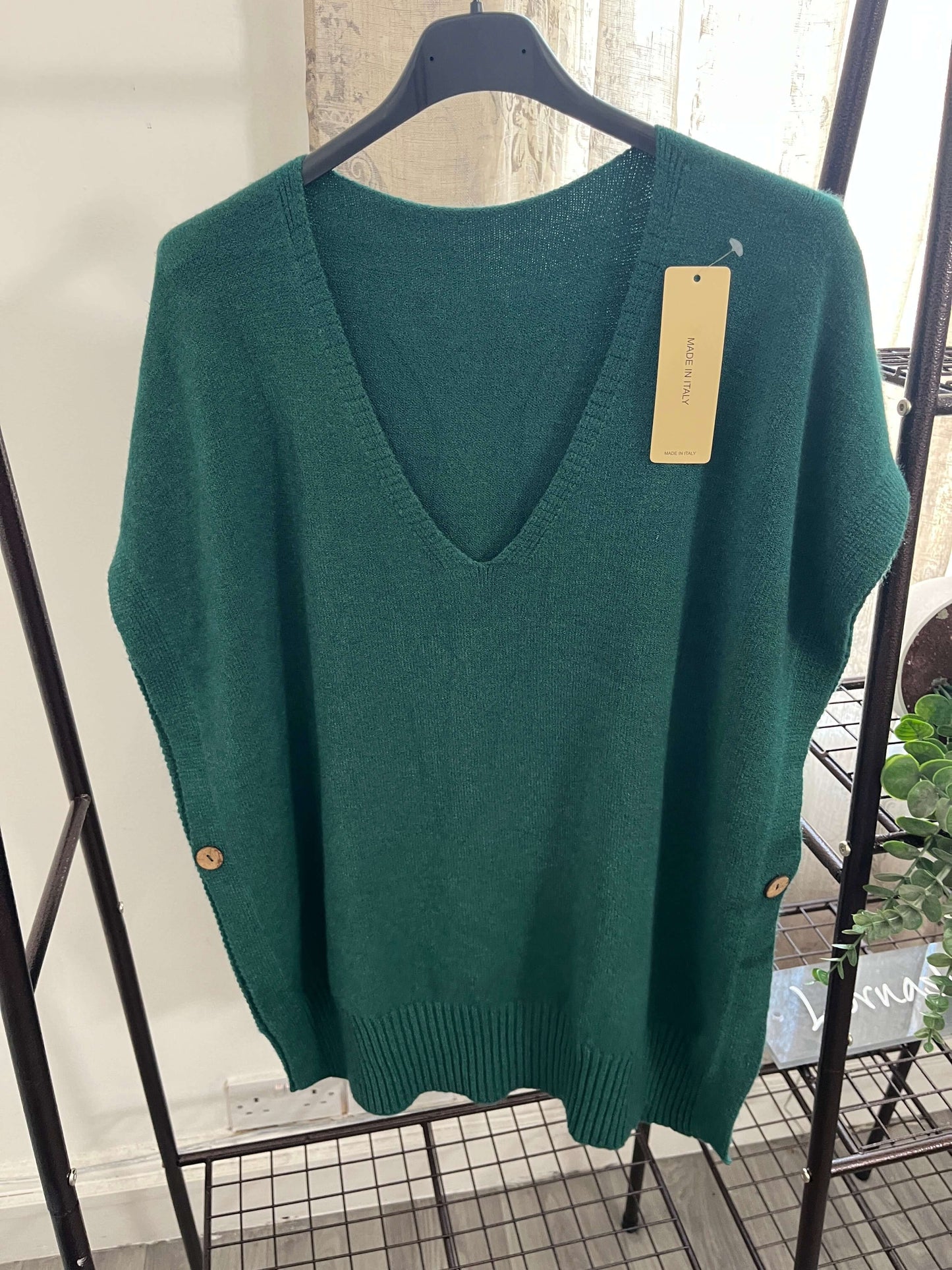 Vanessa V Neck Tabard Knit with Button Detail