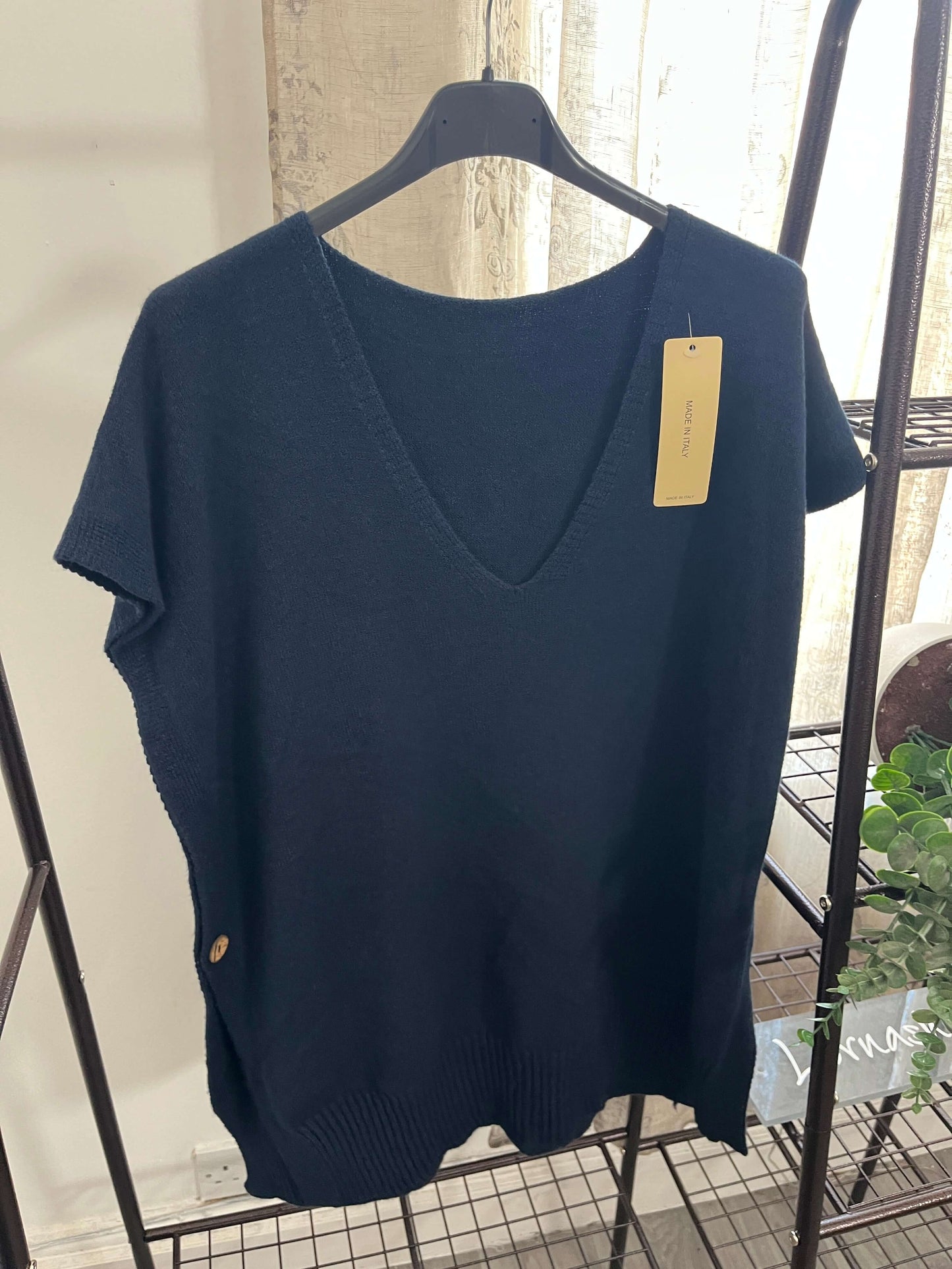 Vanessa V Neck Tabard Knit with Button Detail