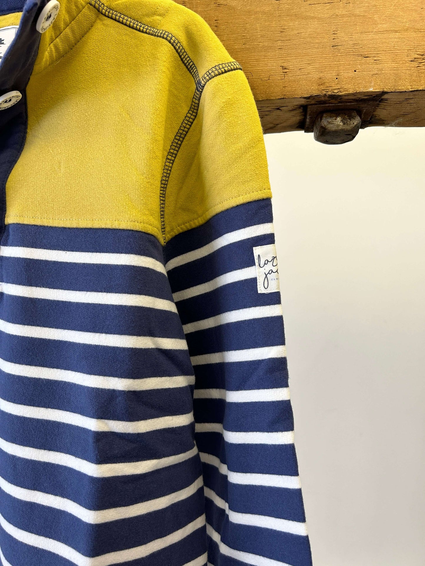 Lazy Jacks Womens Striped Button Neck Sweatshirt - Heather