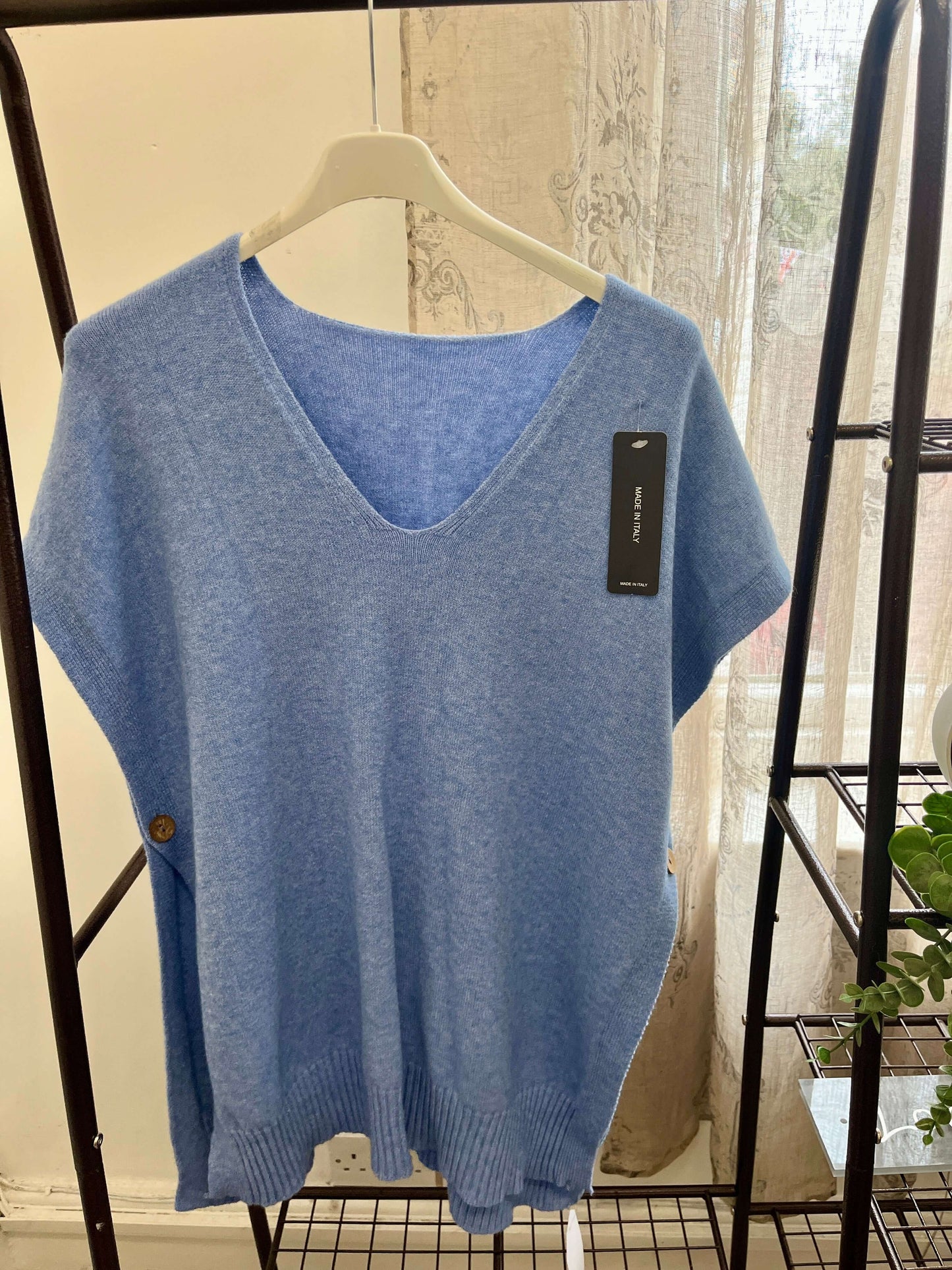 Vanessa V Neck Tabard Knit with Button Detail