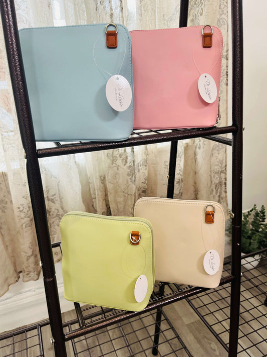 Faux Leather Clamshell Shoulder Bag