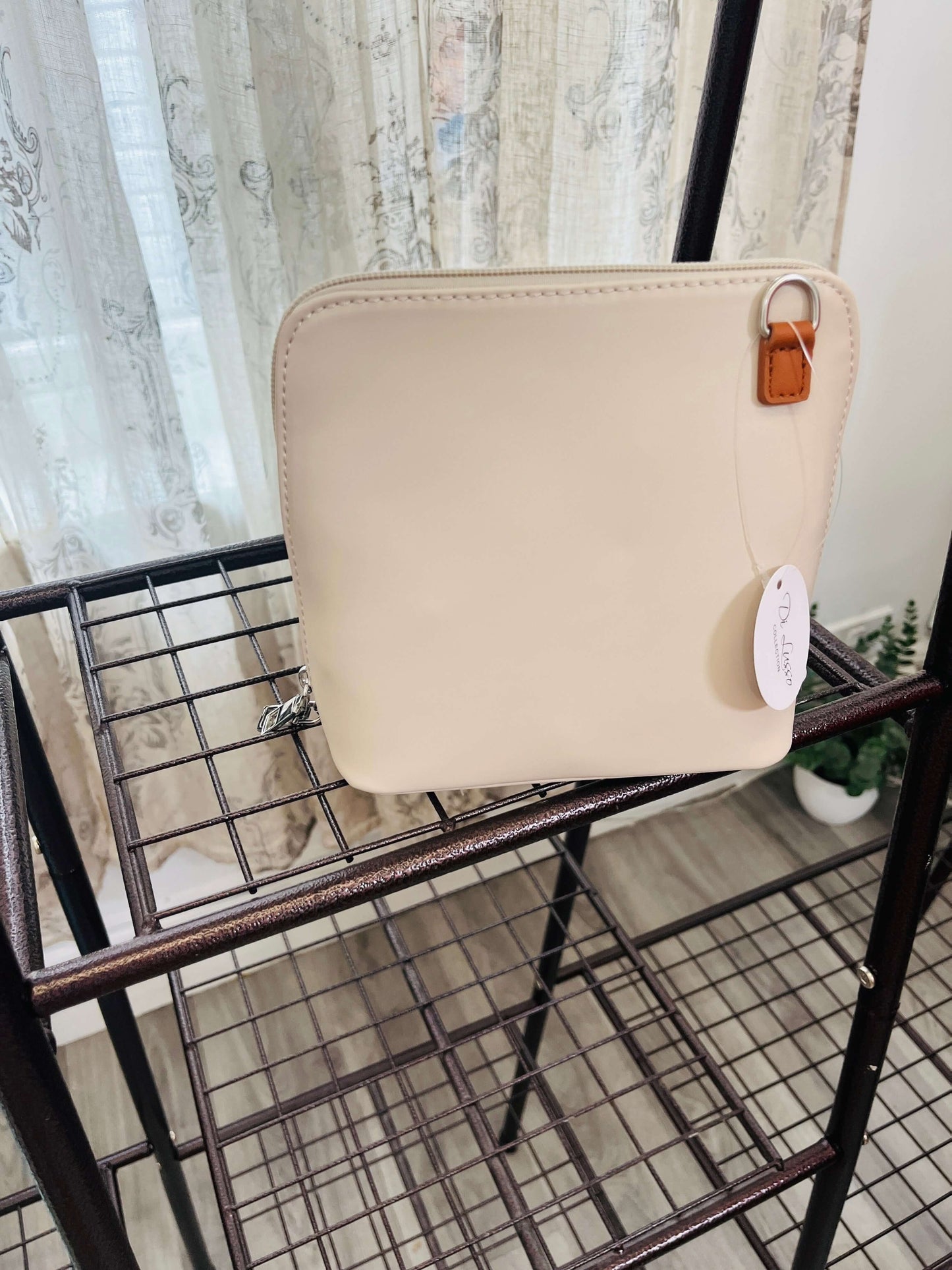 Faux Leather Clamshell Shoulder Bag