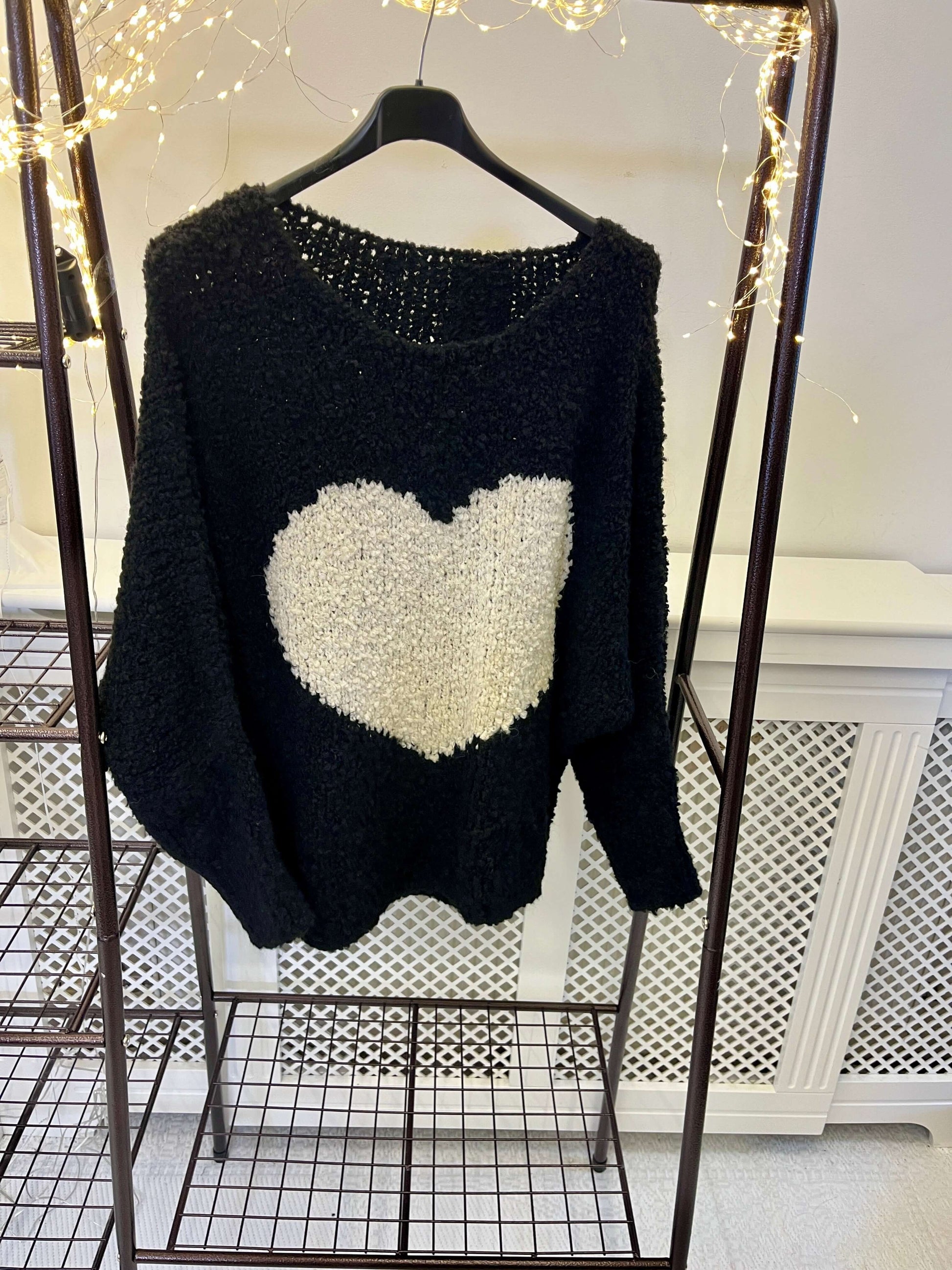 Fiona Slouchy Heart Boucle Knit Jumper