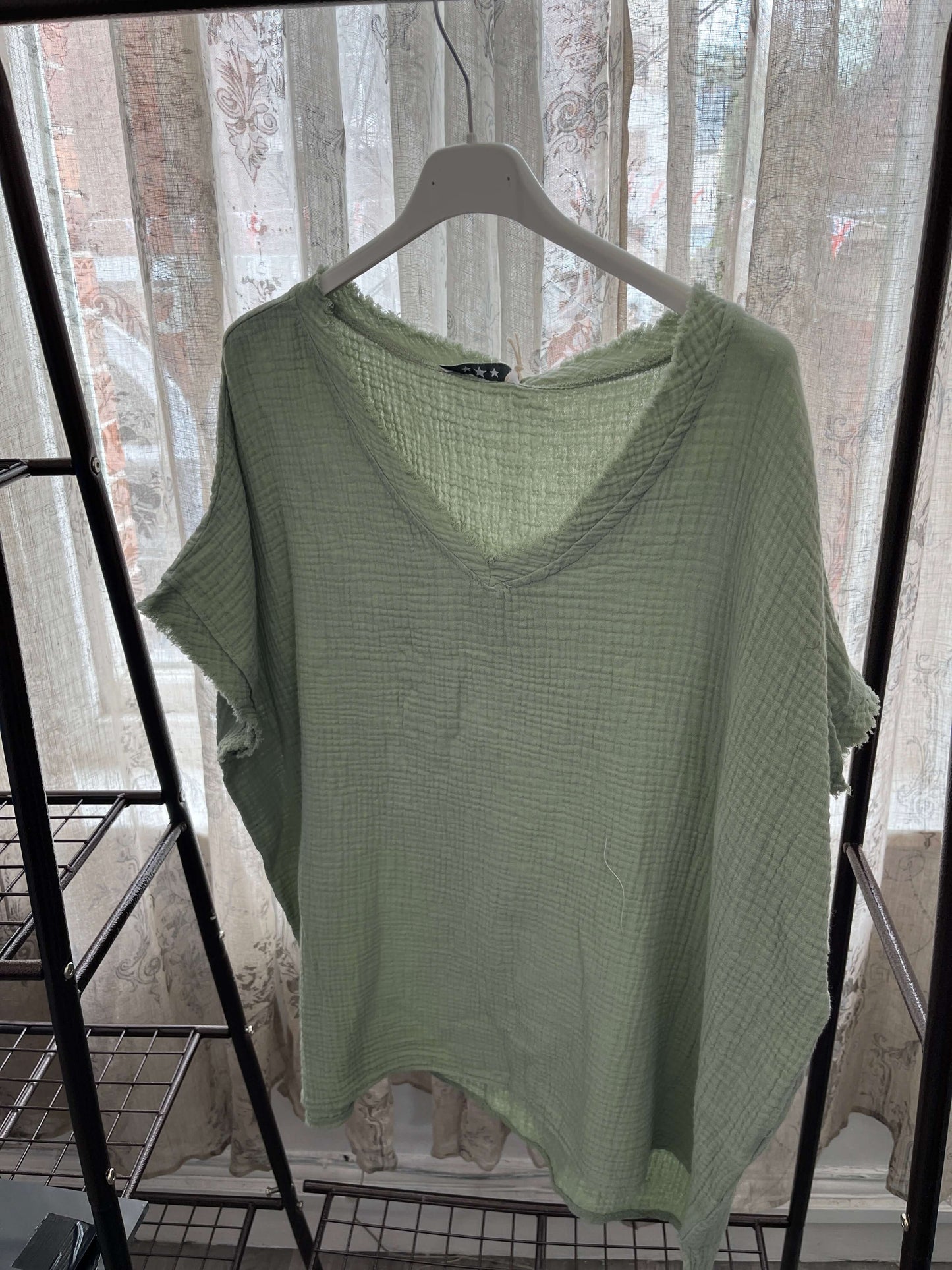 Lottie Cheesecloth V Neck Top
