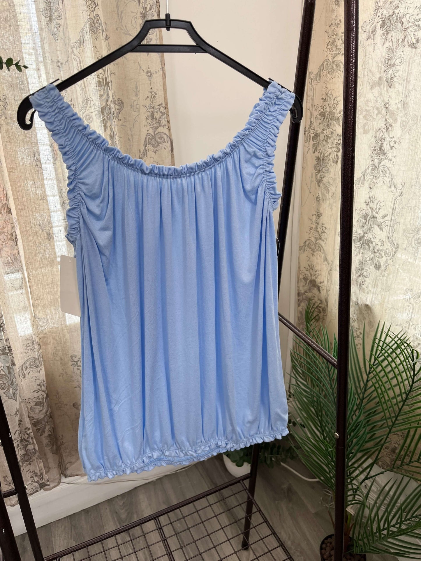 Womens Bubble Hem Ruffle Vest Top