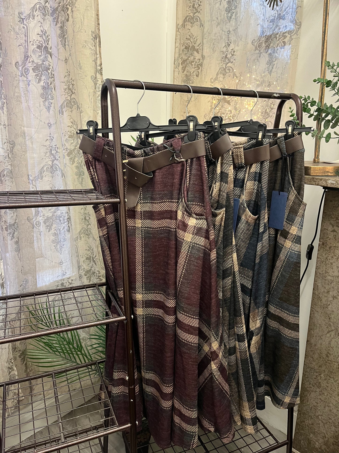 Brushed Tartan Midi Skirt