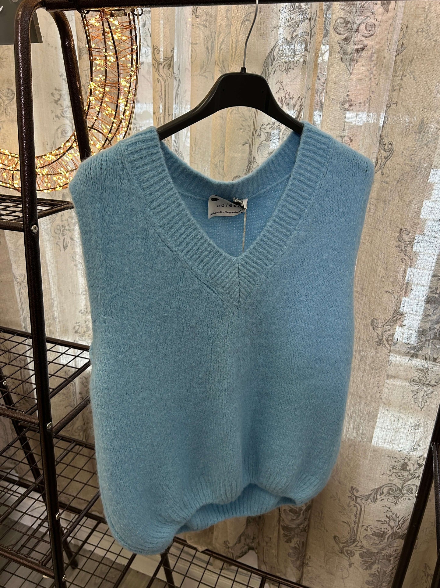 Colette V-Neck Mohair Knit Tank Top