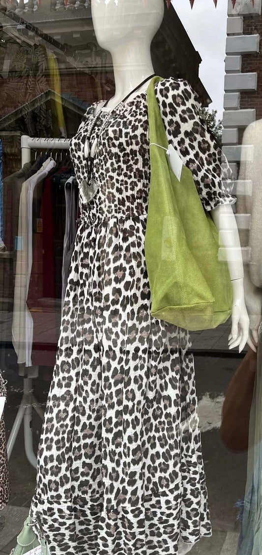 Lennie Leopard Print Bardot Maxi Dress