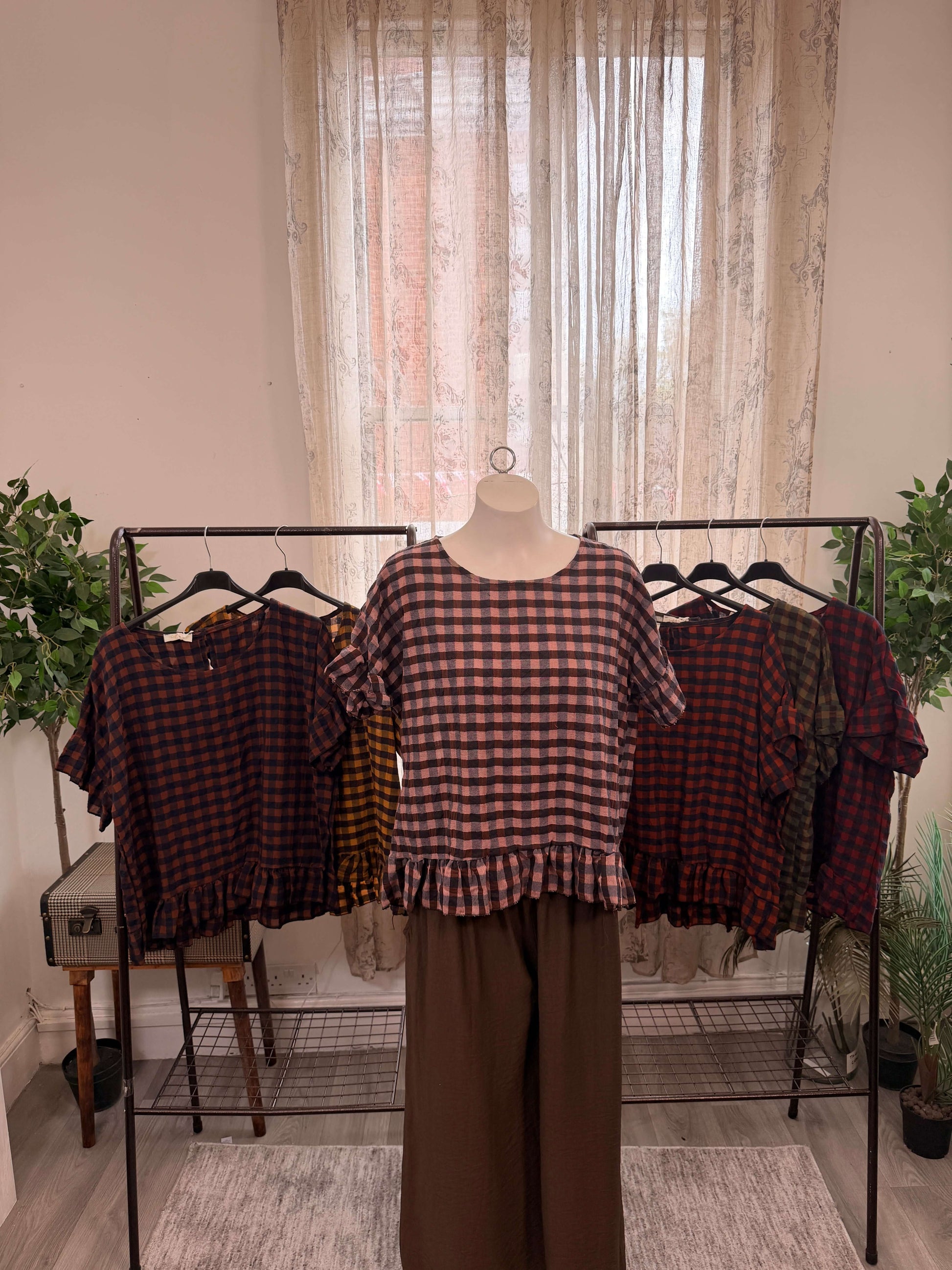 Nia Frill Detail Gingham Top
