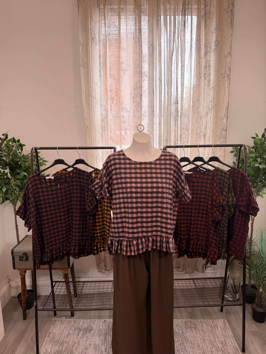 Nia Frill Detail Gingham Top