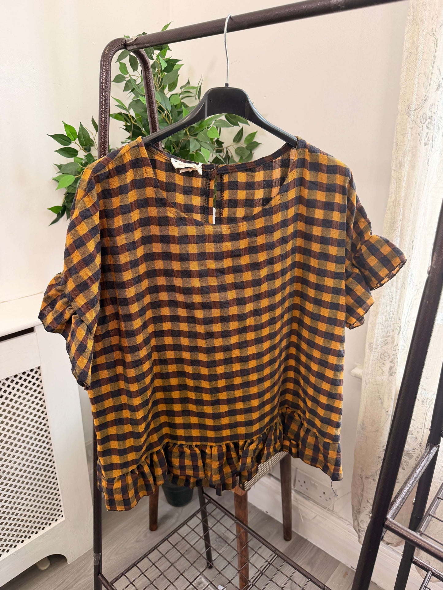 Nia Frill Detail Gingham Top