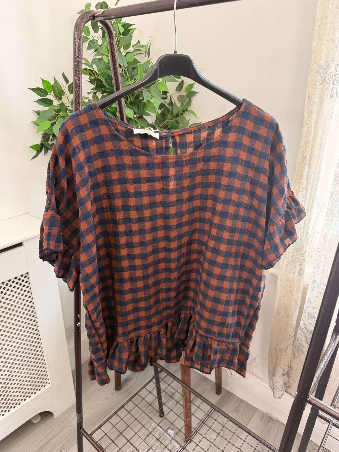 Nia Frill Detail Gingham Top
