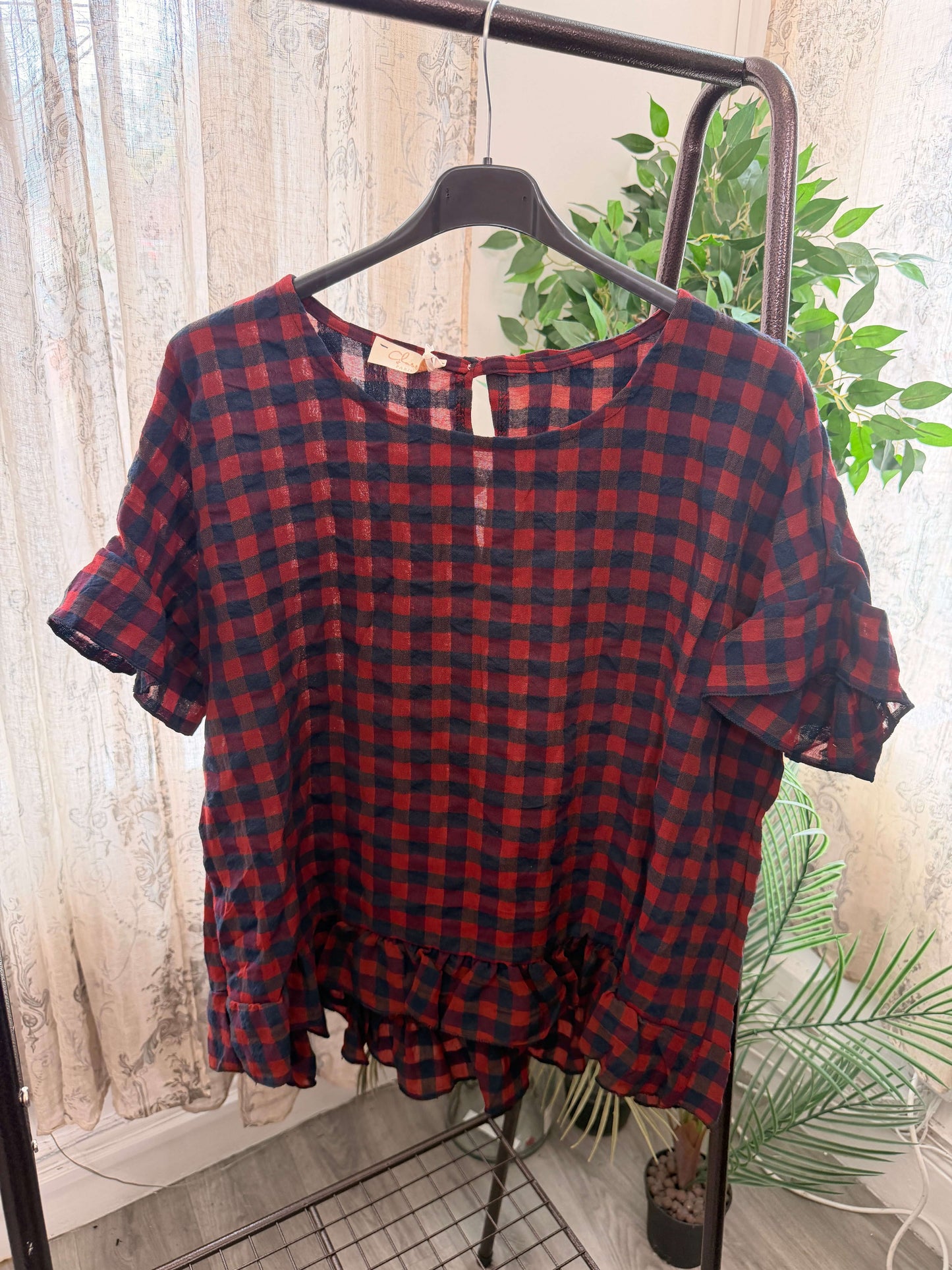 Nia Frill Detail Gingham Top