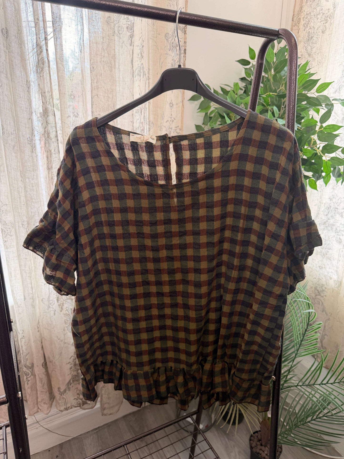 Nia Frill Detail Gingham Top