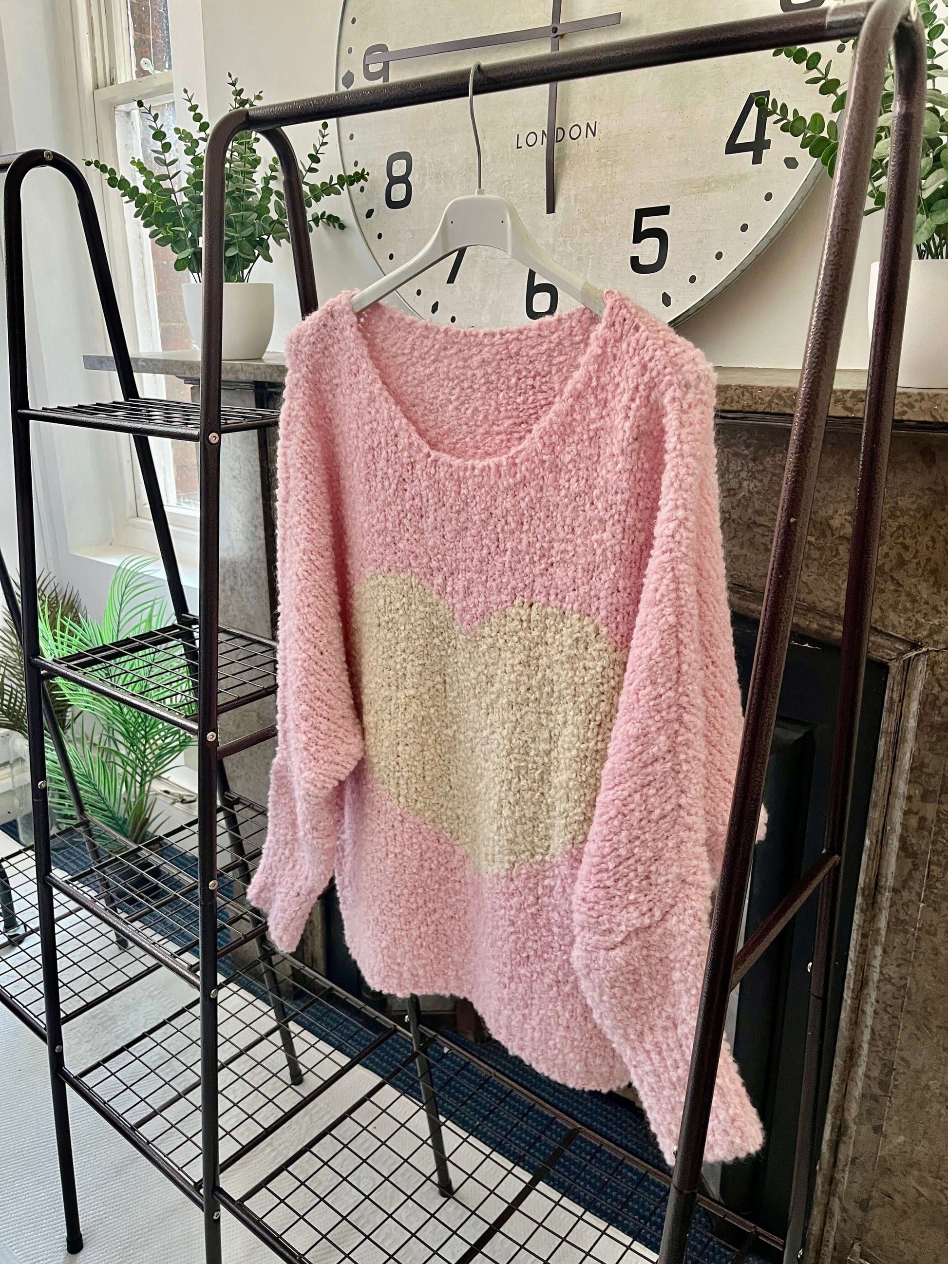 Fiona Slouchy Heart Boucle Knit Jumper