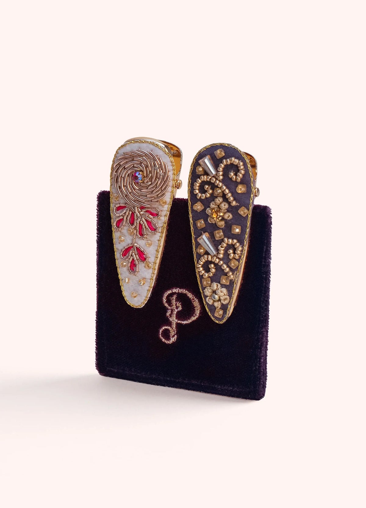 Powder Design Jewelled Hair Clips - Chrysanthemum and Gold