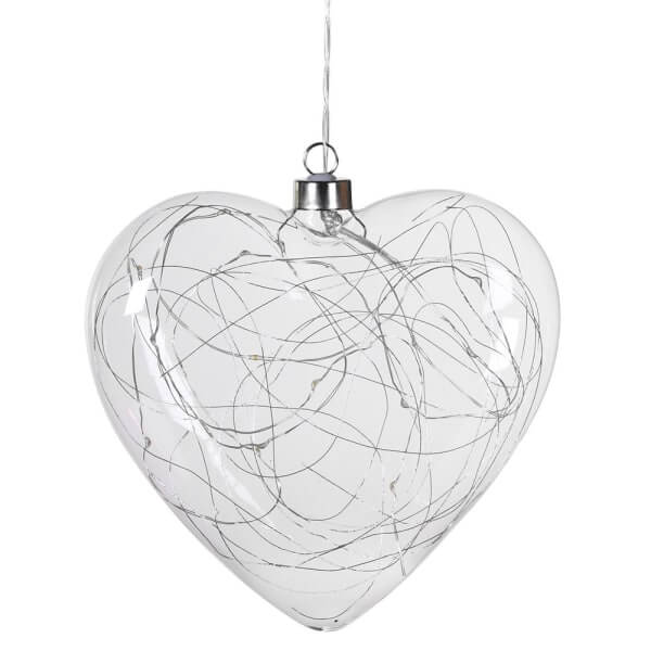 Lit Clear Heart Hanging Decoration