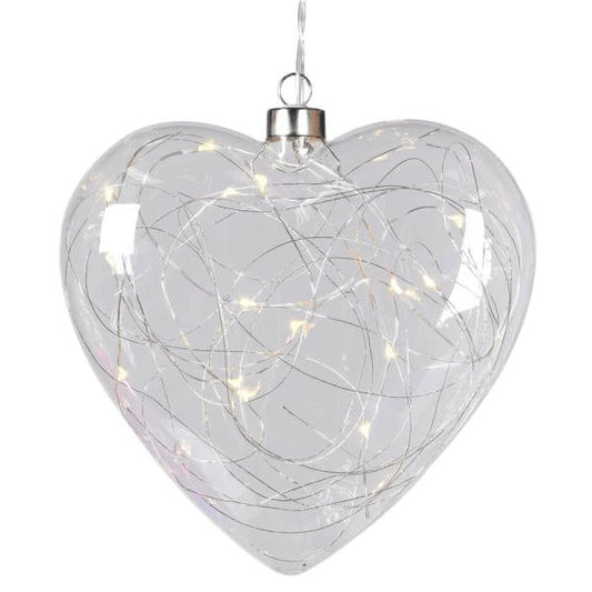 Lit Clear Heart Hanging Decoration