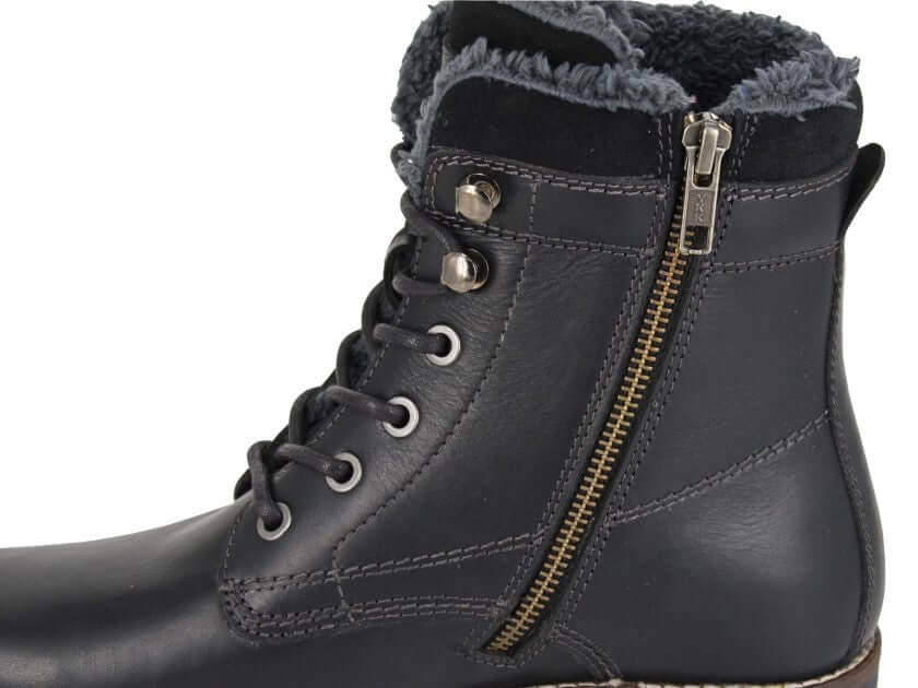 Black Leather Lace/Zip High Ankle Country Boot