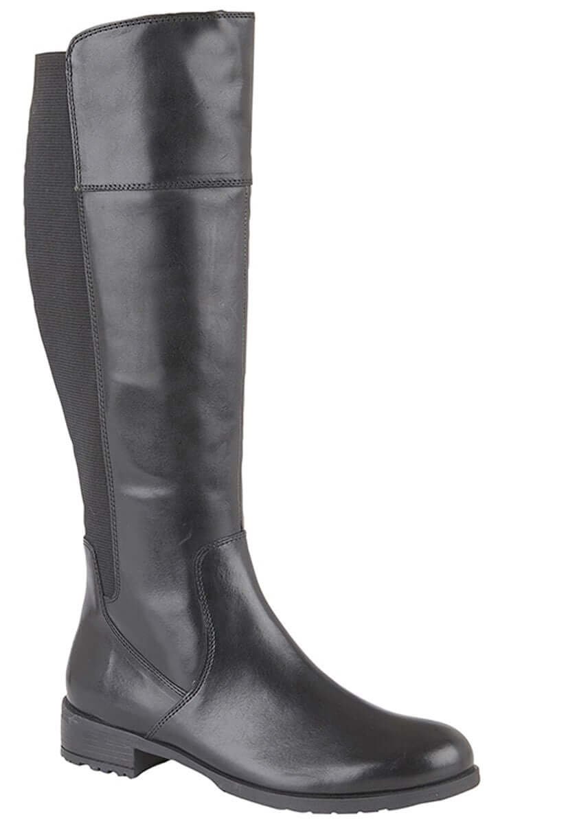 Black Leather High Leg Boot - Silvia