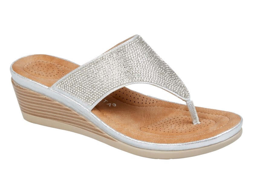 Silver Sparkle Wedge Sandal - Sandra