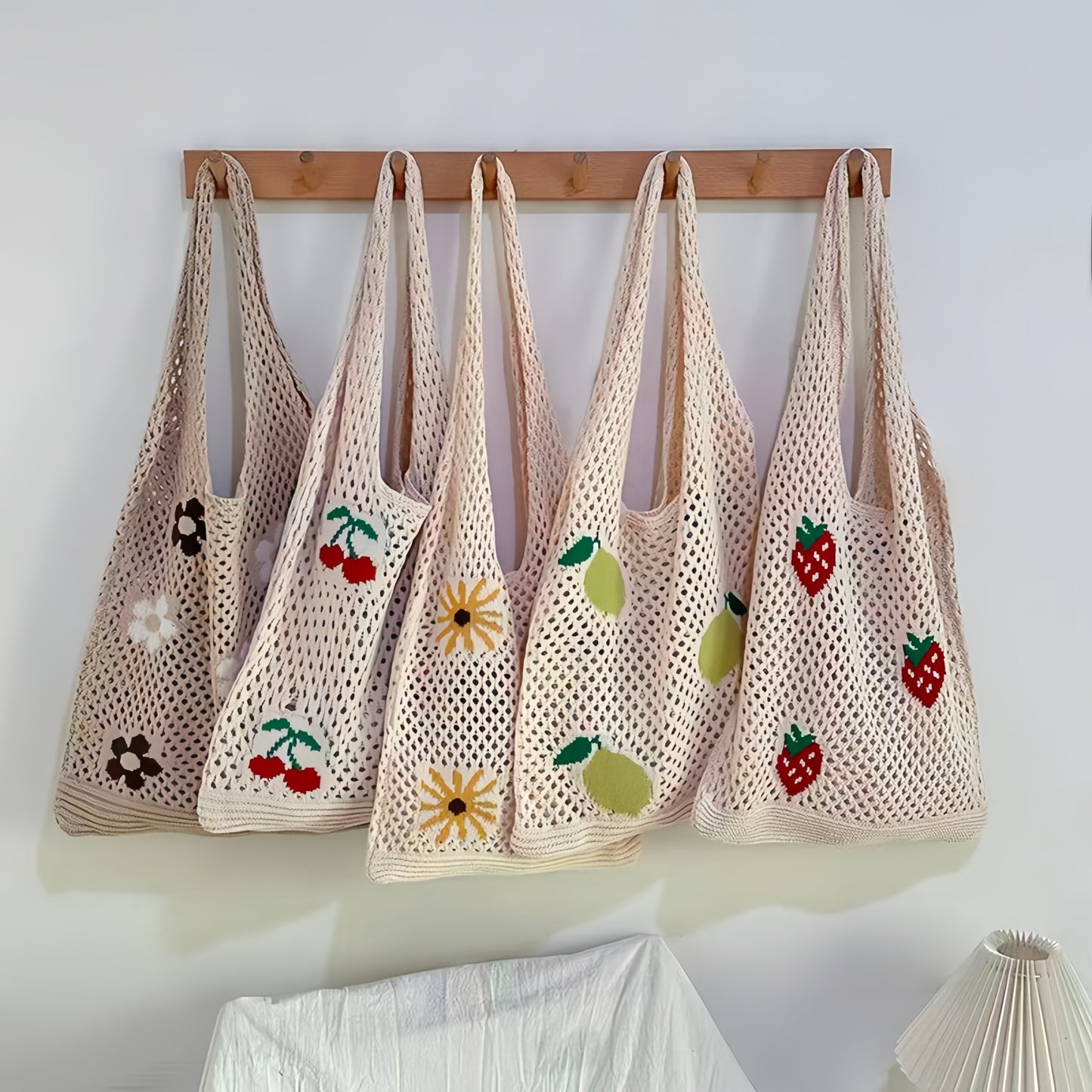 Crochet Fruit Slouchy Tote Bag