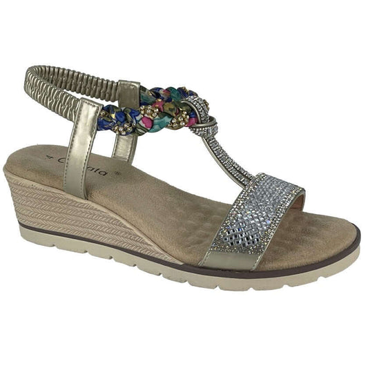 Diamante Elasticated Halter Back Sandal - Gilda