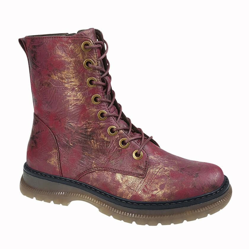 Cipriata 'Annetta' Lace Up Ladies Boots - Burgundy/Bronze