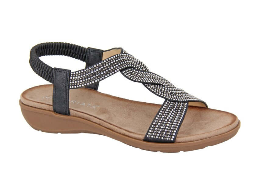 Josetta Black - Elasticated Sling Back Sandal