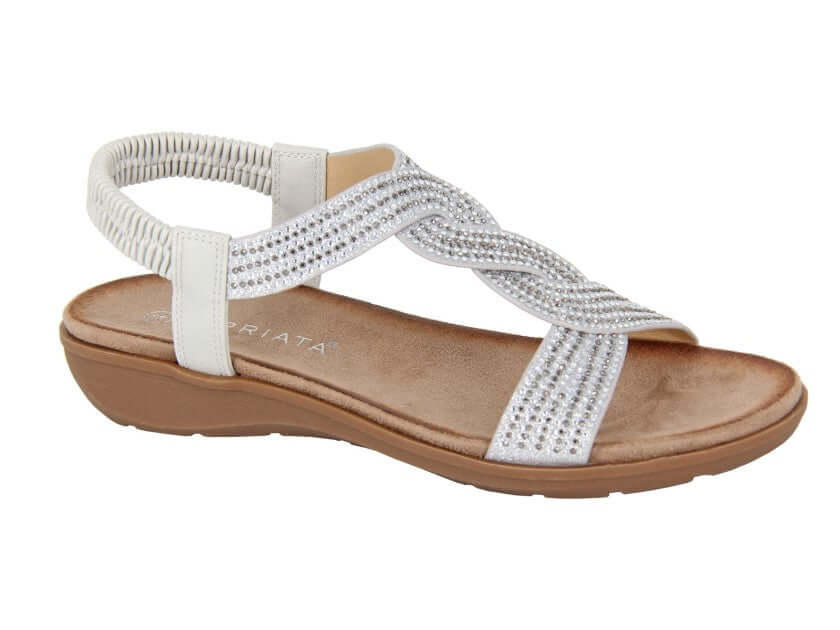 Josetta Silver - Elasticated Sling Back Sandal