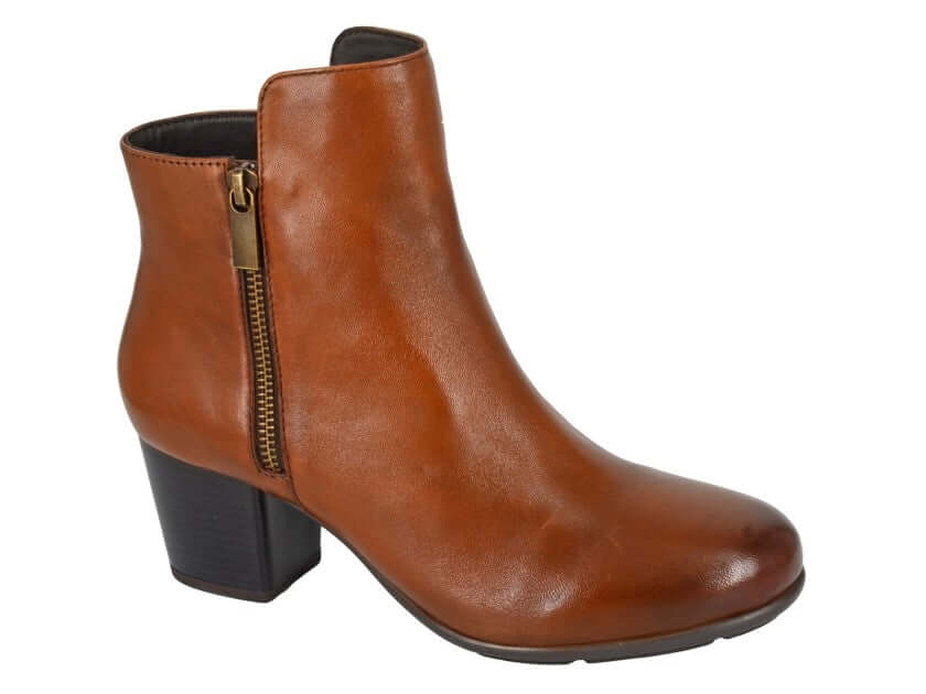 Tan Leather Pull On Ankle Boot - Cleope