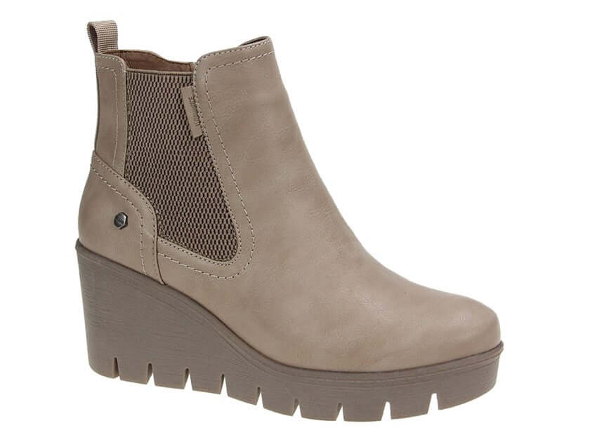 Light Taupe Faux Leather Wedge Boot - Annina