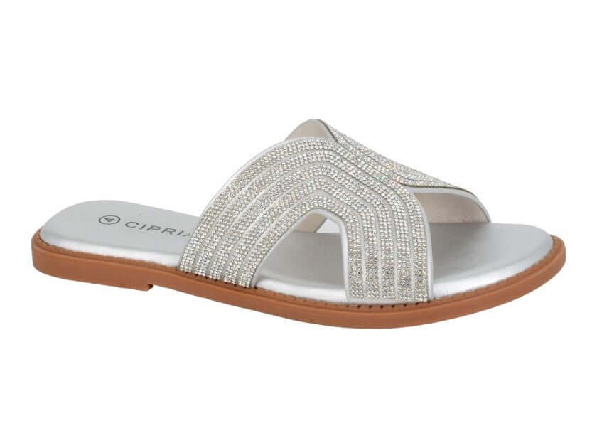 Cipriata Silver Jewelled Mule Sandal - Celina