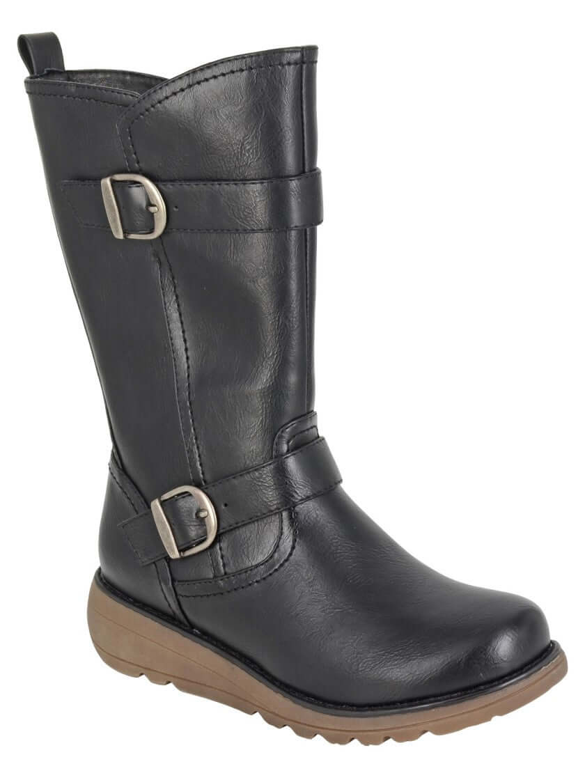 Arcisa Twin Buckle Mid-Length Boot - Black