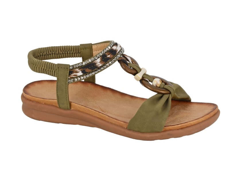 Giovina - Khaki Jewelled Slingback Sandal