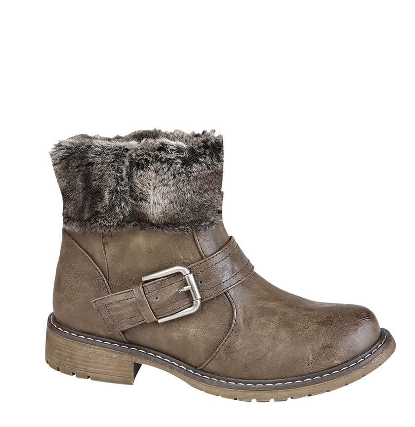 Andreana Press Stud Fold Down Biker Style Ankle Boot