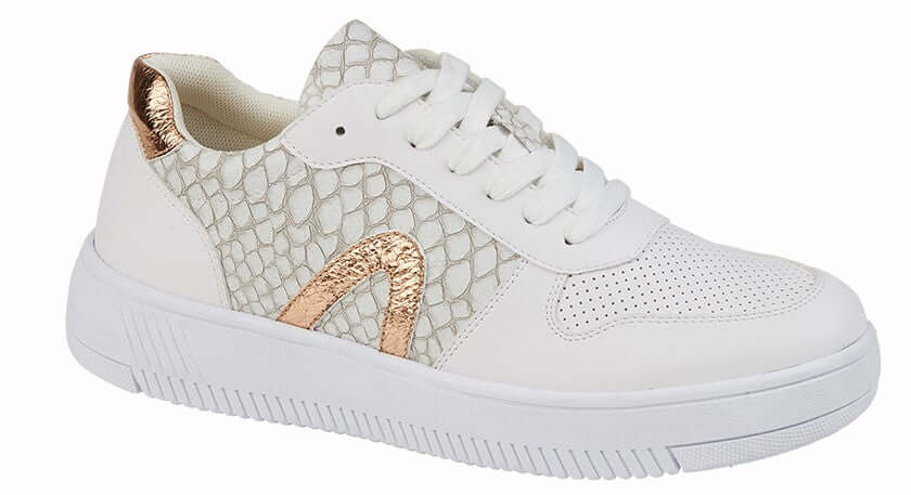 Ladies Lace Up Reptile Print Trainers - Lola