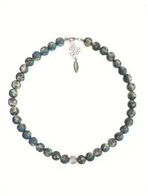Henna Ink Pattered Beaded Bracelets - Silver & Teal