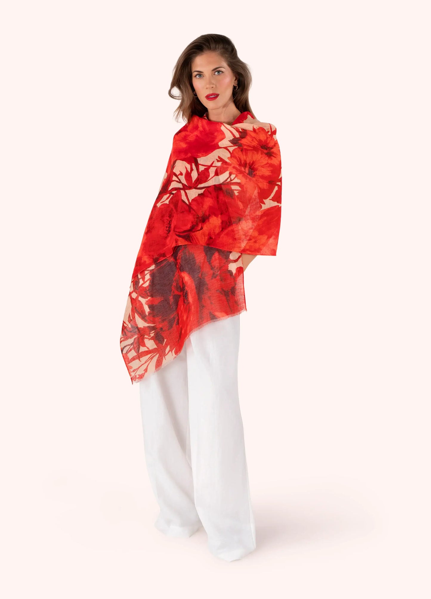 Powder Designs Linen/Cotton Scarf - Rouge Blooms